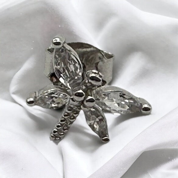 Silver Clear Cubic Zirconia Dragonfly Sterling Silver Stud Earrings