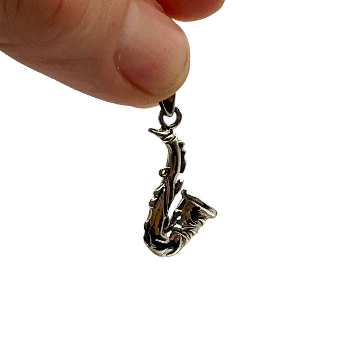 Music Saxophone Sterling Silver Pendant