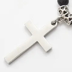 Lava Stone Style Trendy Stainless Steel Cross Pendant Necklace