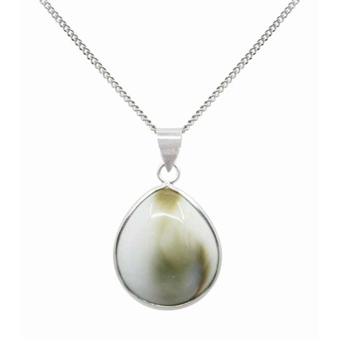 Shiva Eye Shell Teardrop Reversible Sterling Silver Pendant Necklace