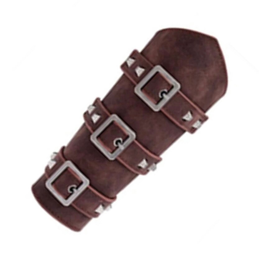 Medieval Knight Punk Biker Leather Arm Wristband Adjustable Bracelet Available in Black or Brown Colours