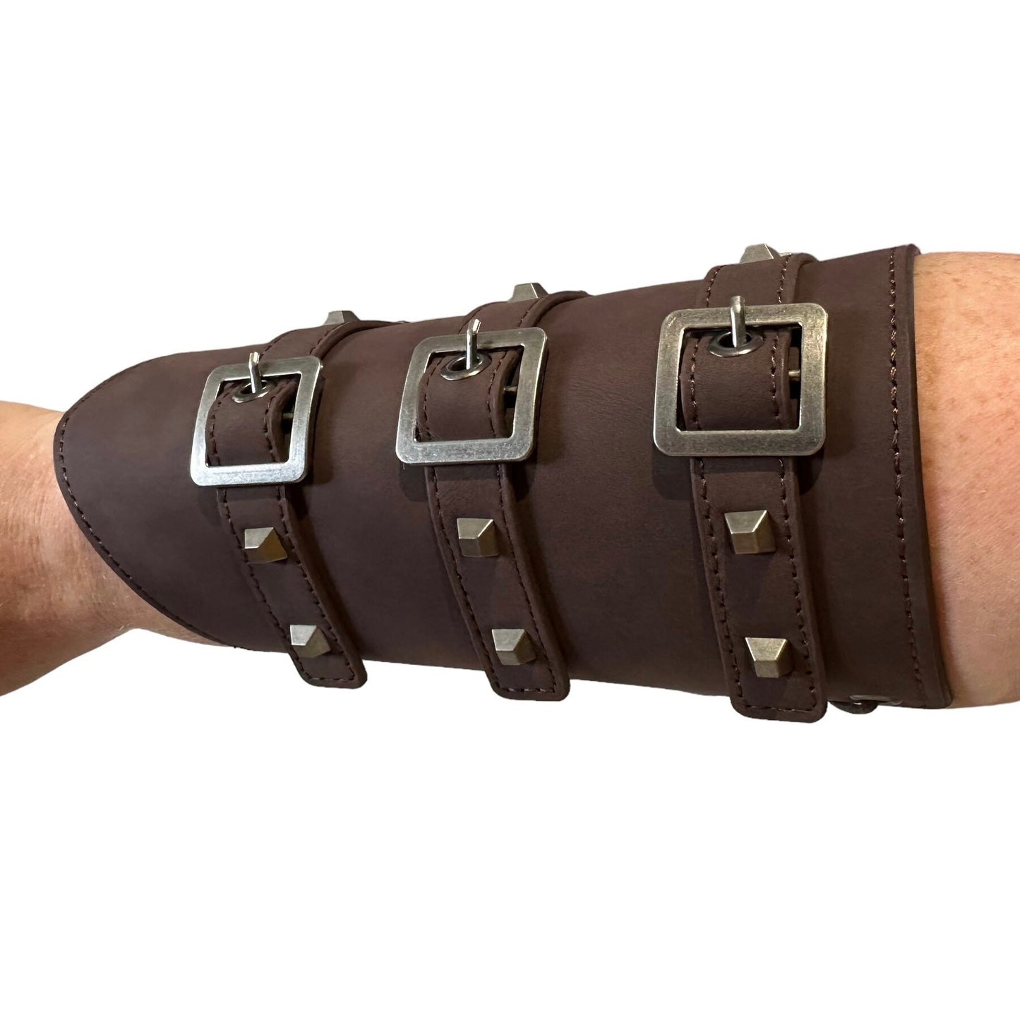 Medieval Knight Punk Biker Leather Arm Wristband Adjustable Bracelet Available in Black or Brown Colours