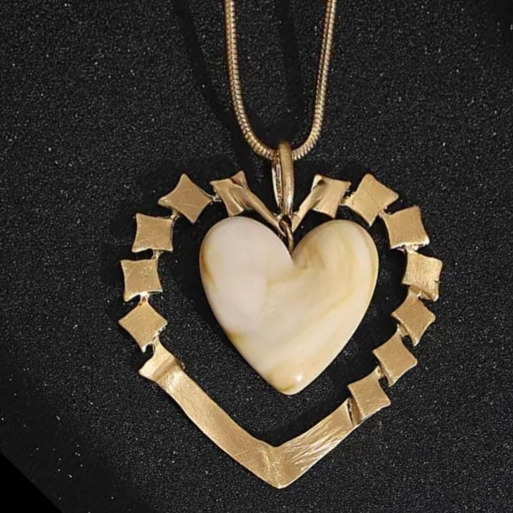 Long Sweater Gold Chain with Gold Double Heart Pendant Necklace