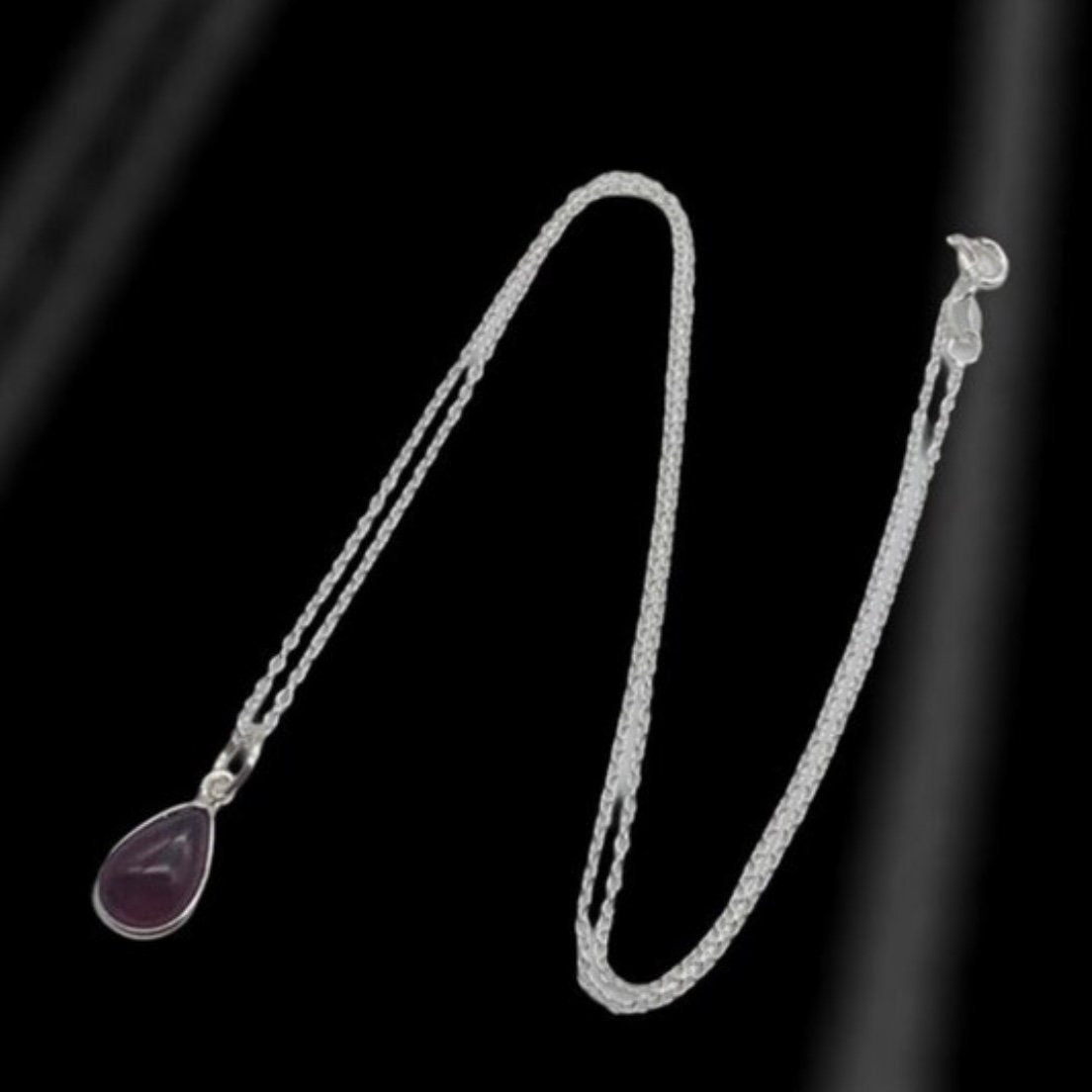 Dainty 925 Sterling Silver Necklace with a Beautiful Teardrop Garnet Gemstone