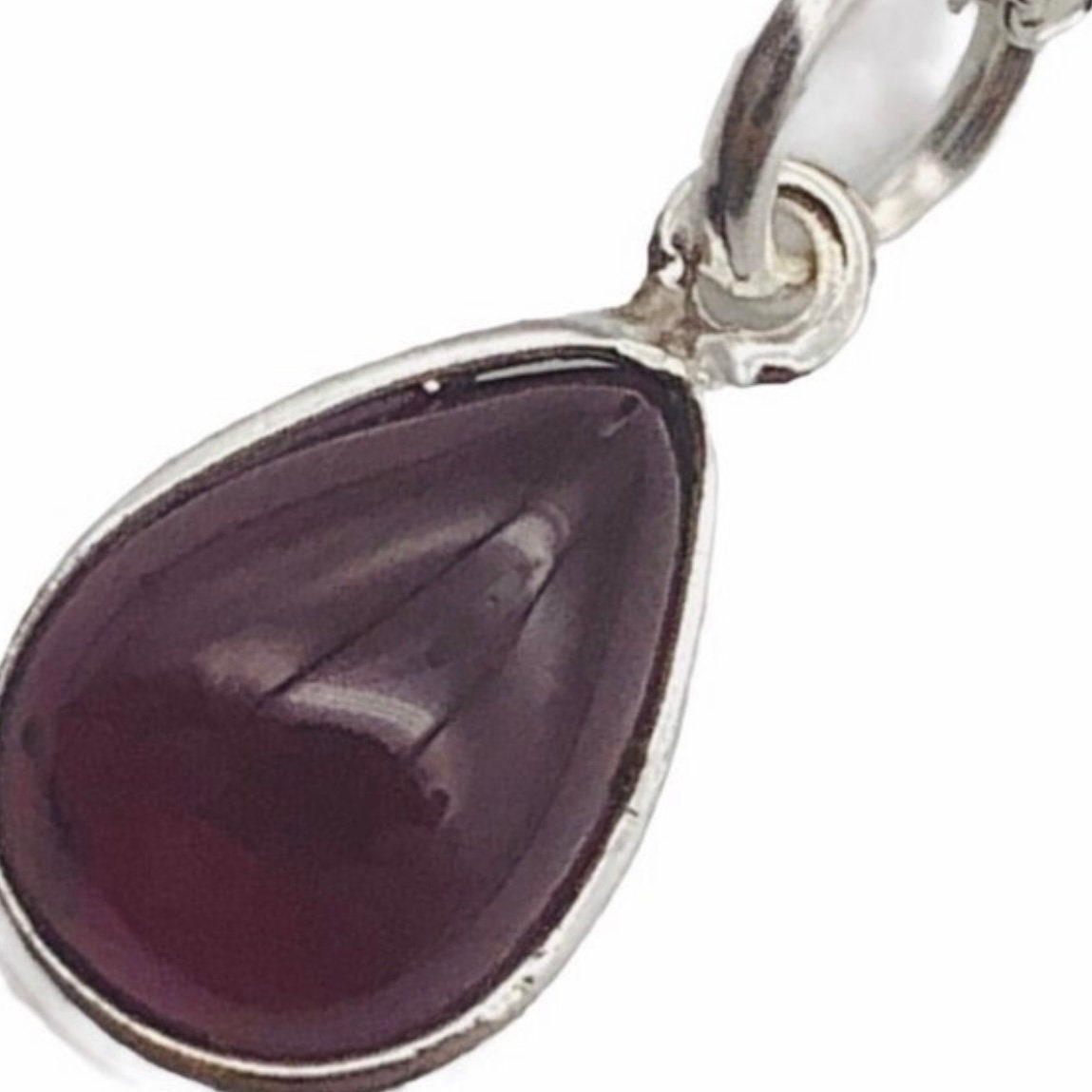 Dainty 925 Sterling Silver Necklace with a Beautiful Teardrop Garnet Gemstone