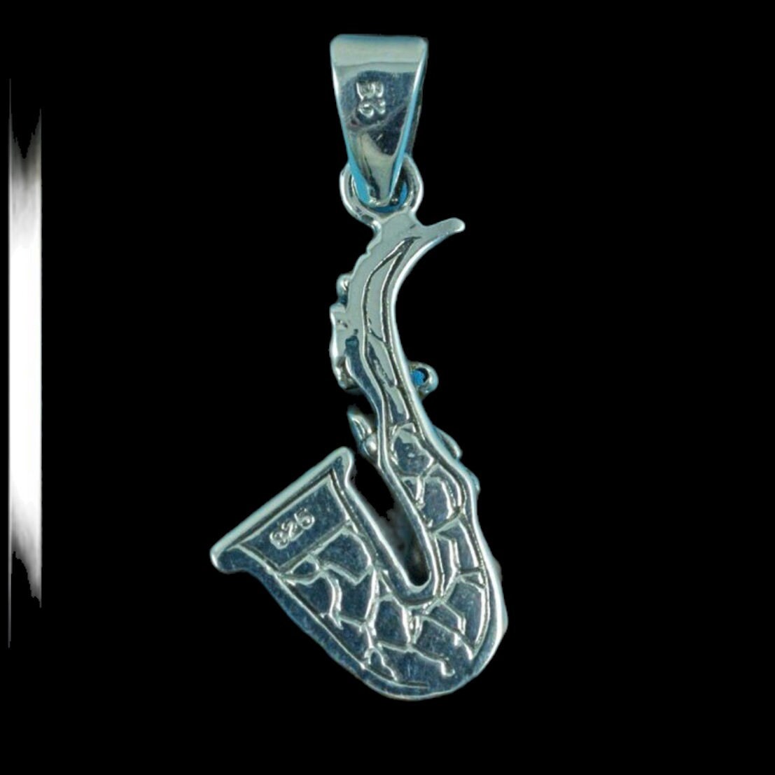 Music Saxophone Sterling Silver Pendant