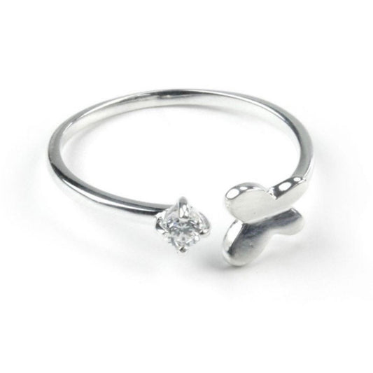 Beautiful Cubic Zirconia Sterling Silver Butterfly Ring