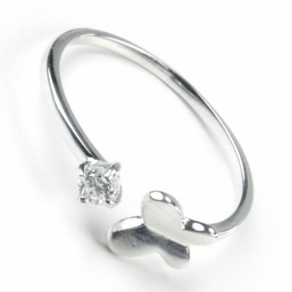 Beautiful Cubic Zirconia Sterling Silver Butterfly Ring