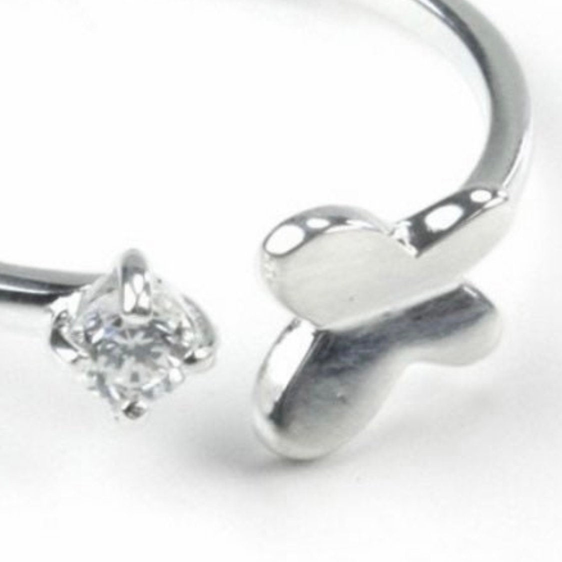 Beautiful Cubic Zirconia Sterling Silver Butterfly Ring