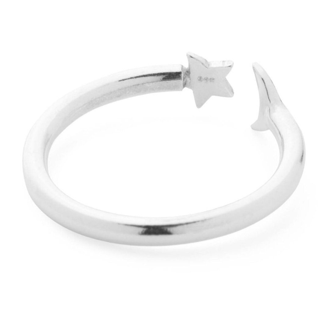 Sterling Silver Open Adjustable Moon and Star Ring