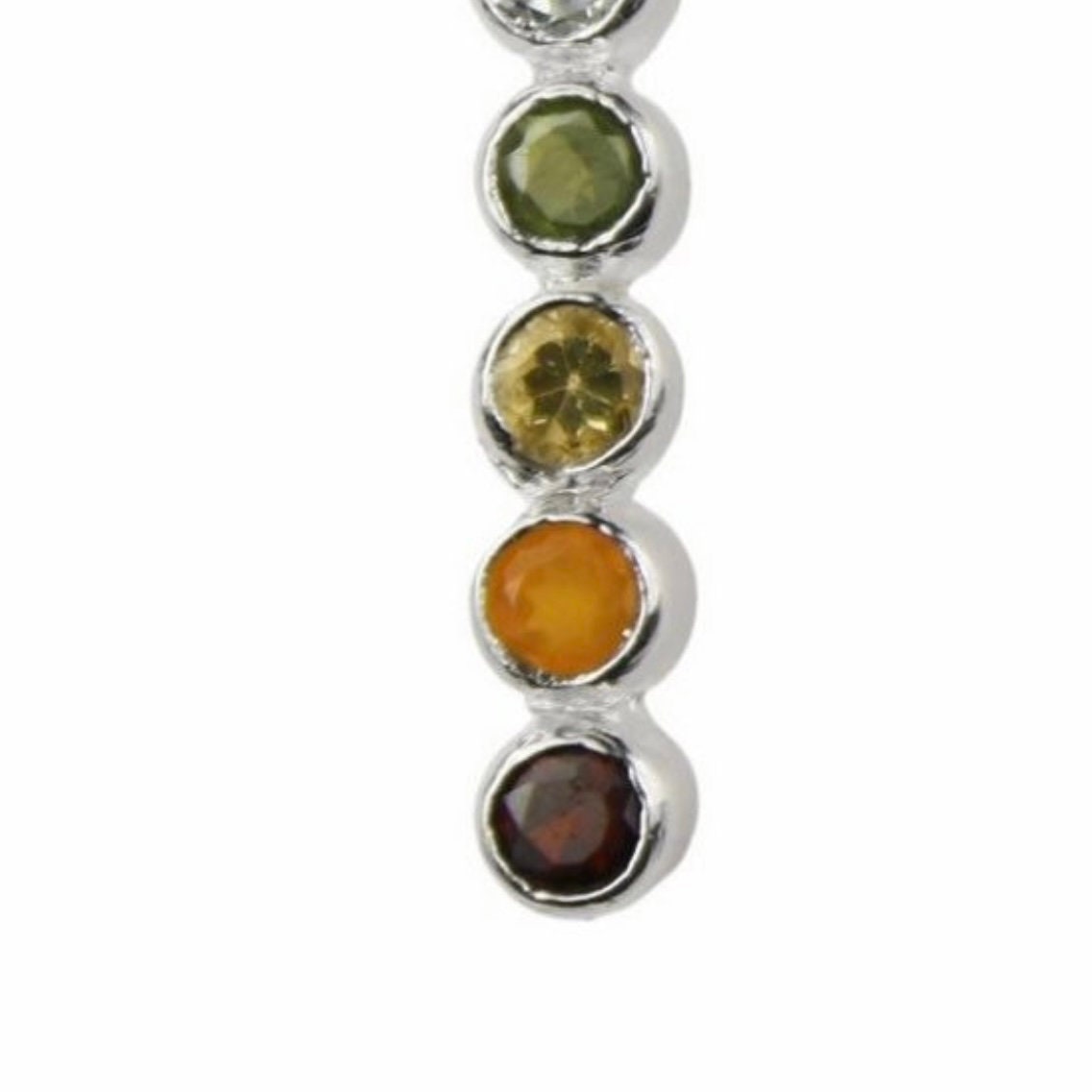 Chakra 7 Gemstone Facet Stick Pendant with Bail in Sterling Silver