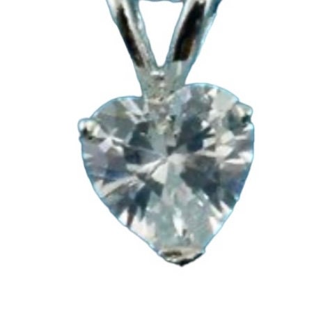 Heart Shaped Sterling Silver 6mm Cubic Zirconia Stone Pendant Necklace