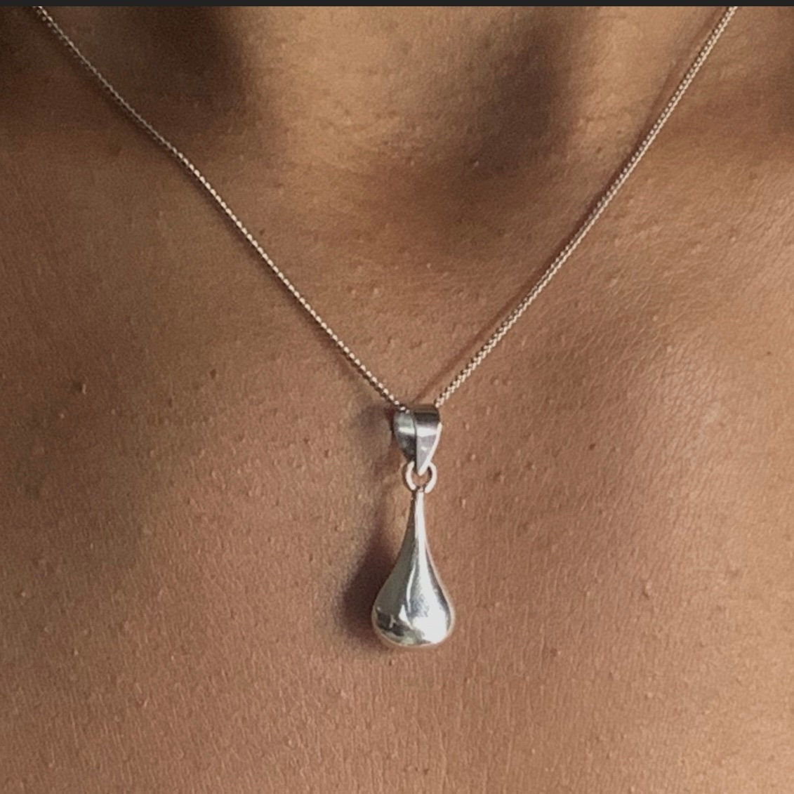 Silver Teardrop Sterling Silver Pendant Necklace