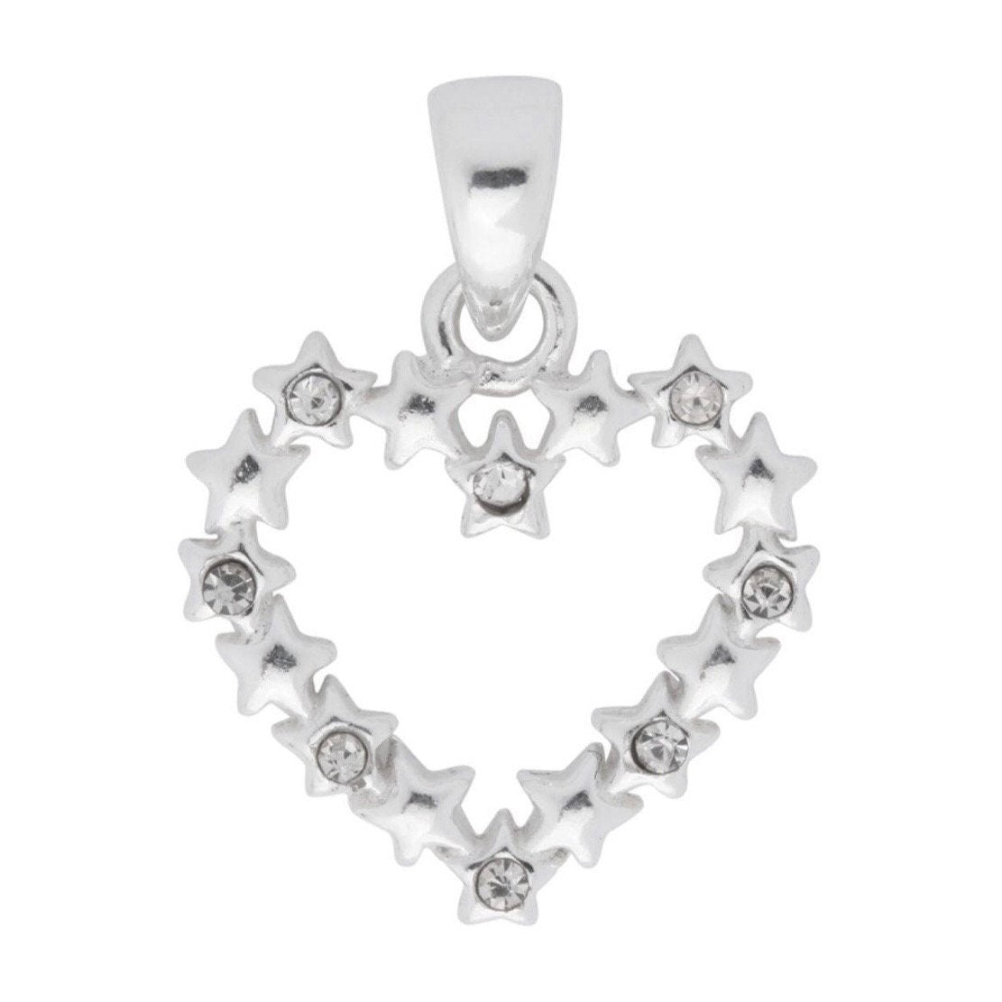 Romantic Sterling Silver Heart of Stars Cubic Zirconia Pendant