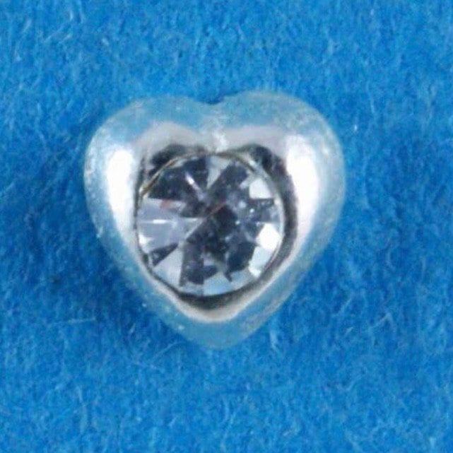 Sterling Silver Heart Design with a Clear Crystal Stone Nose Stud