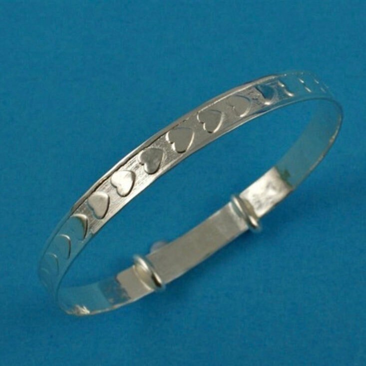 Stunning Sterling Silver Heart Baby Bangle