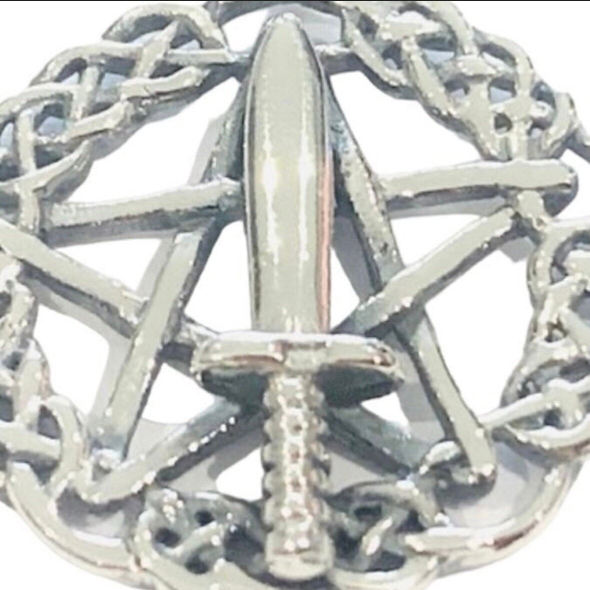 Witches Athame Pentacle Pendant within a Celtic Circle in 925 Sterling Silver