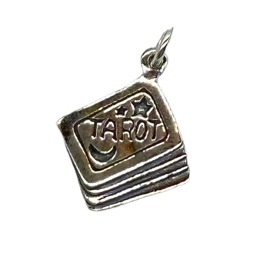 Tarot Deck Charm with Moon and Stars Pendant in 925 Sterling Silver