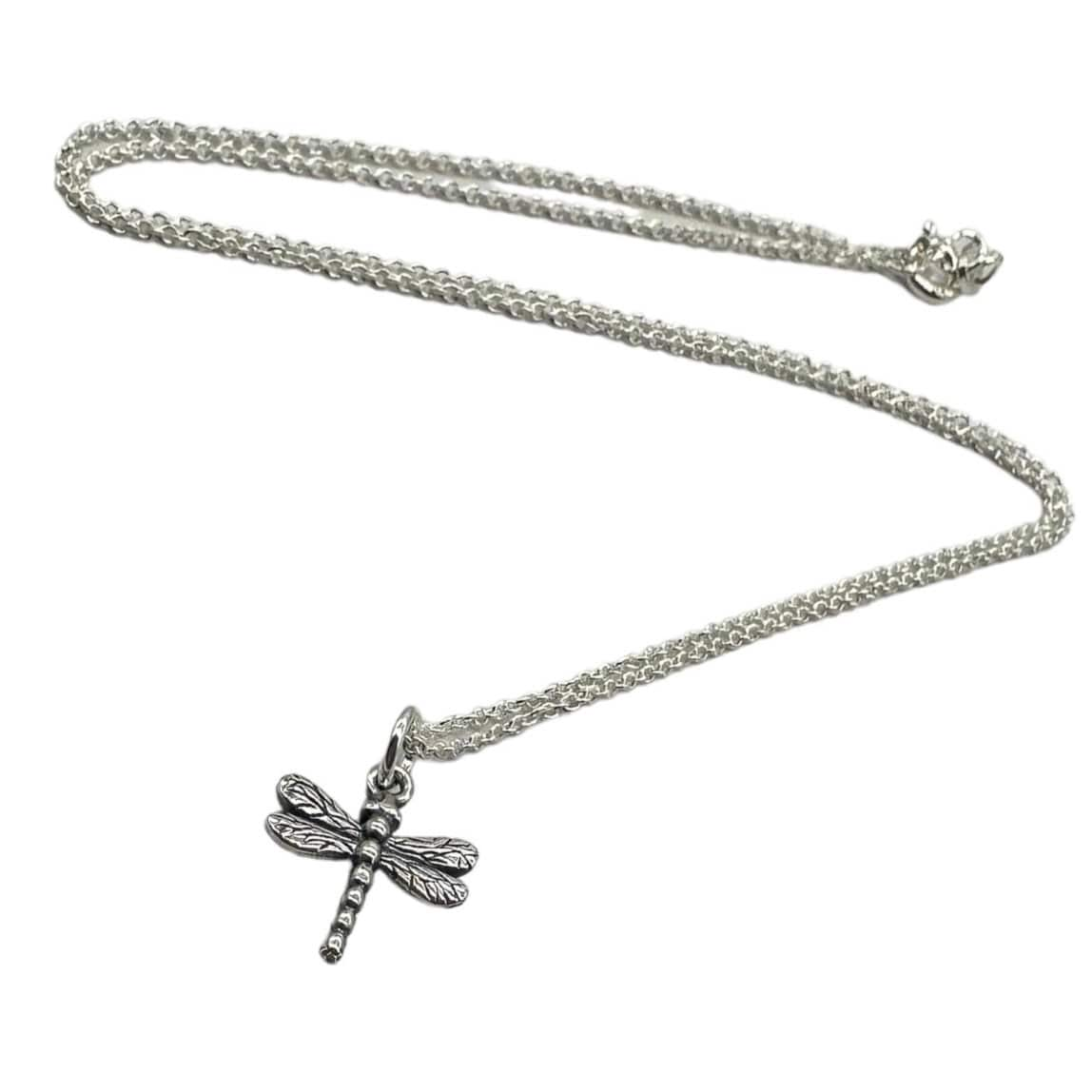 Beautifully Detailed Double Sided Dragonfly Pendant with 20 Inch Necklace in 925 Sterling Silver