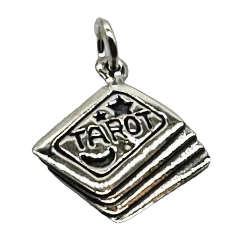 Tarot Deck Charm with Moon and Stars Pendant in 925 Sterling Silver