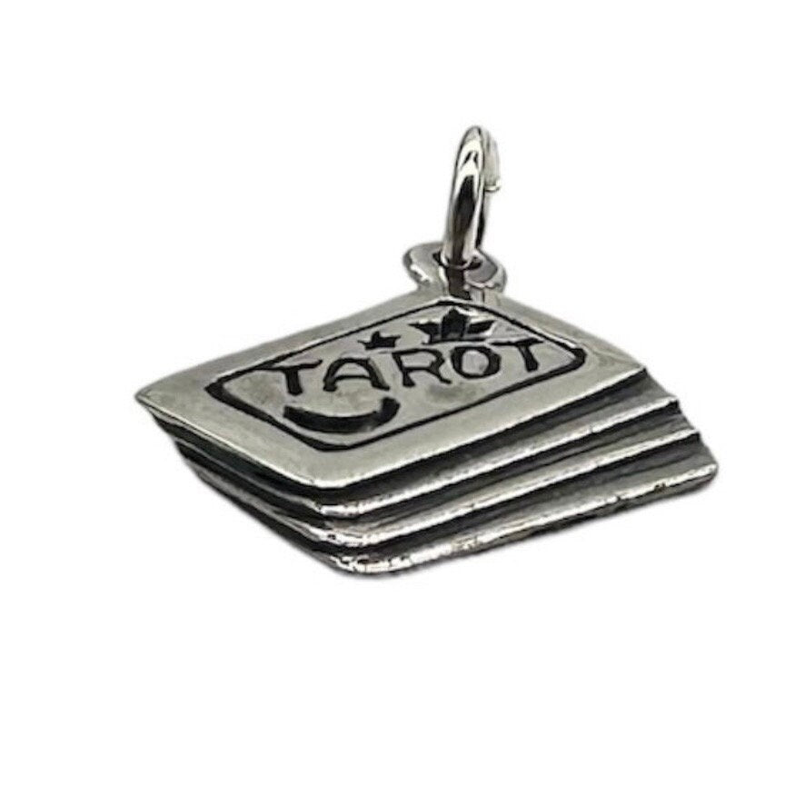 Tarot Deck Charm with Moon and Stars Pendant in 925 Sterling Silver