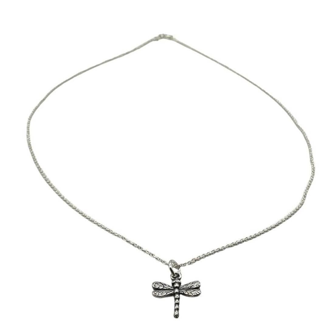 Beautifully Detailed Double Sided Dragonfly Pendant with 20 Inch Necklace in 925 Sterling Silver