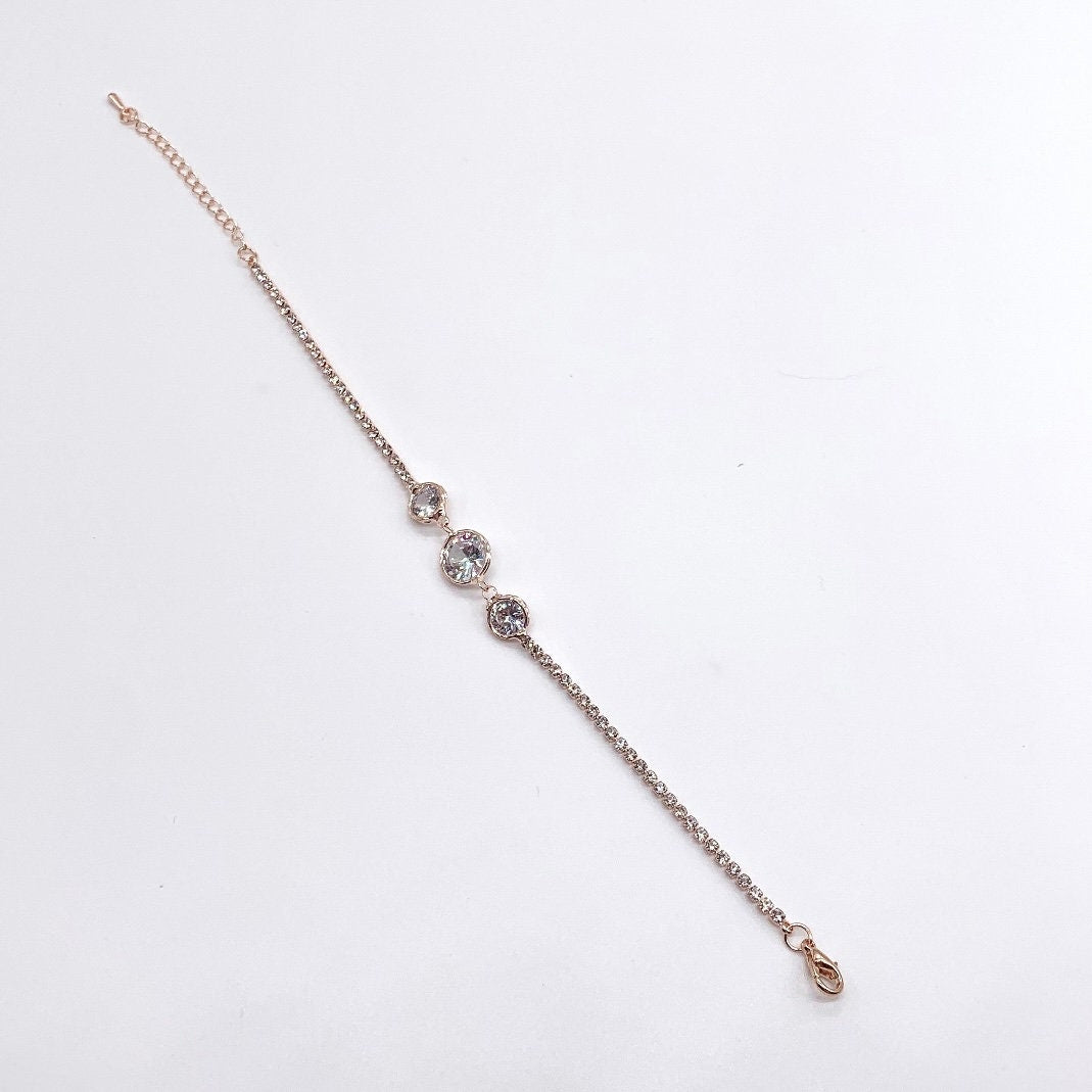 Rose Gold Diamante Bracelet with Genuine Clear Crystal Stones