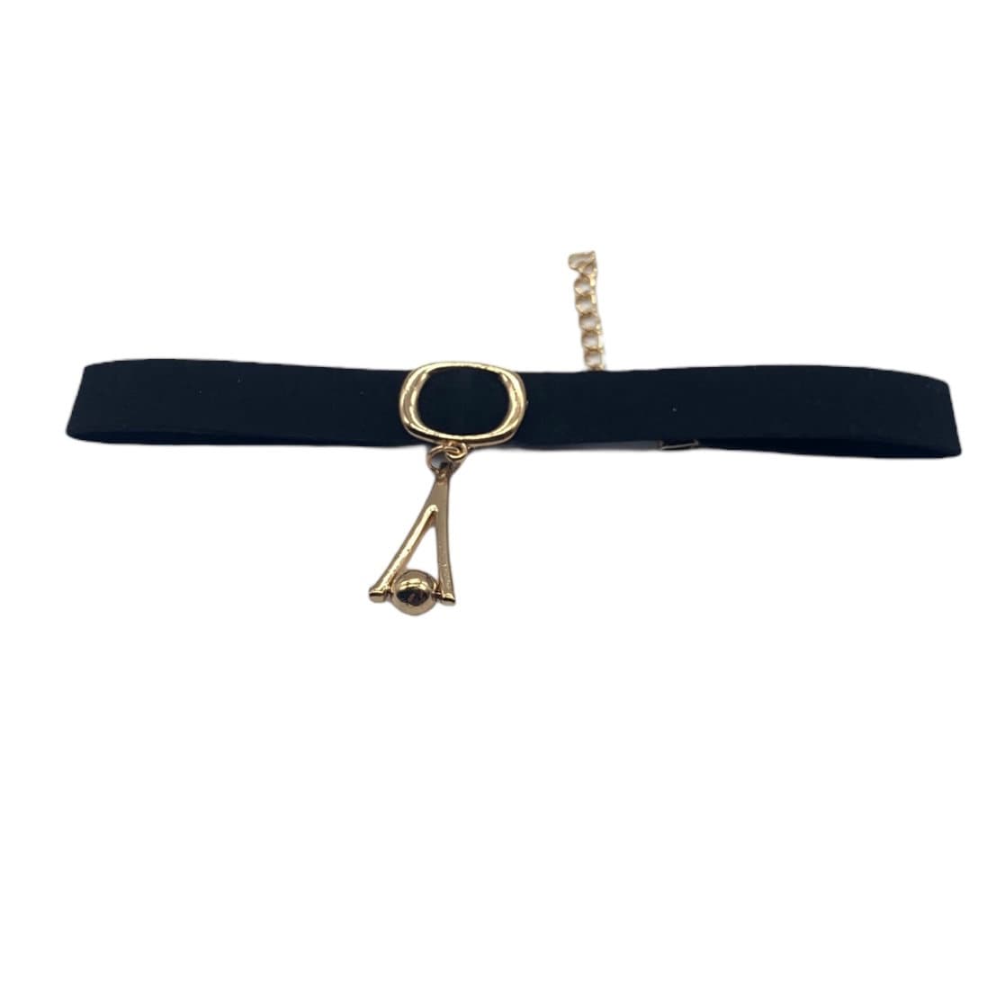 Black Suede Choker Necklace with Gold or Silver Colour Charm