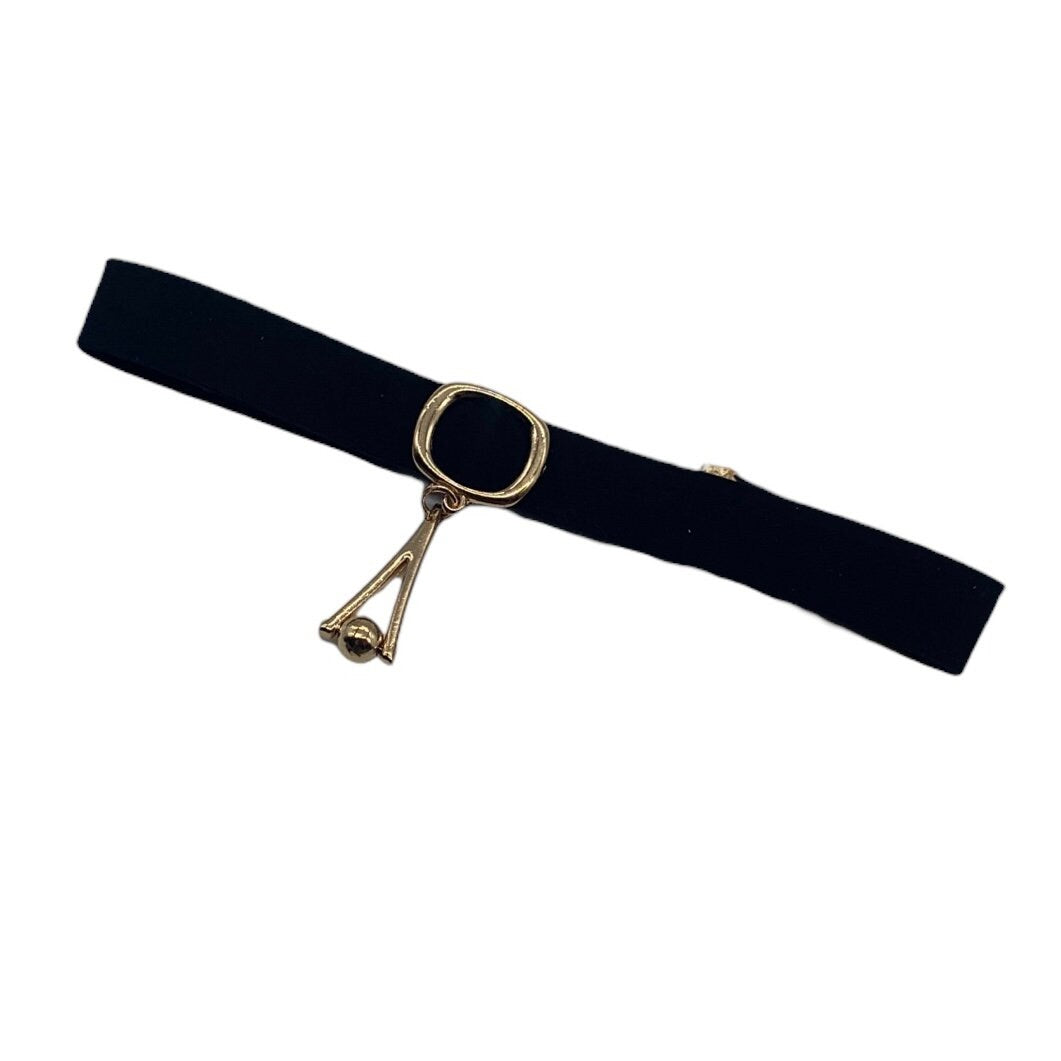 Black Suede Choker Necklace with Gold or Silver Colour Charm