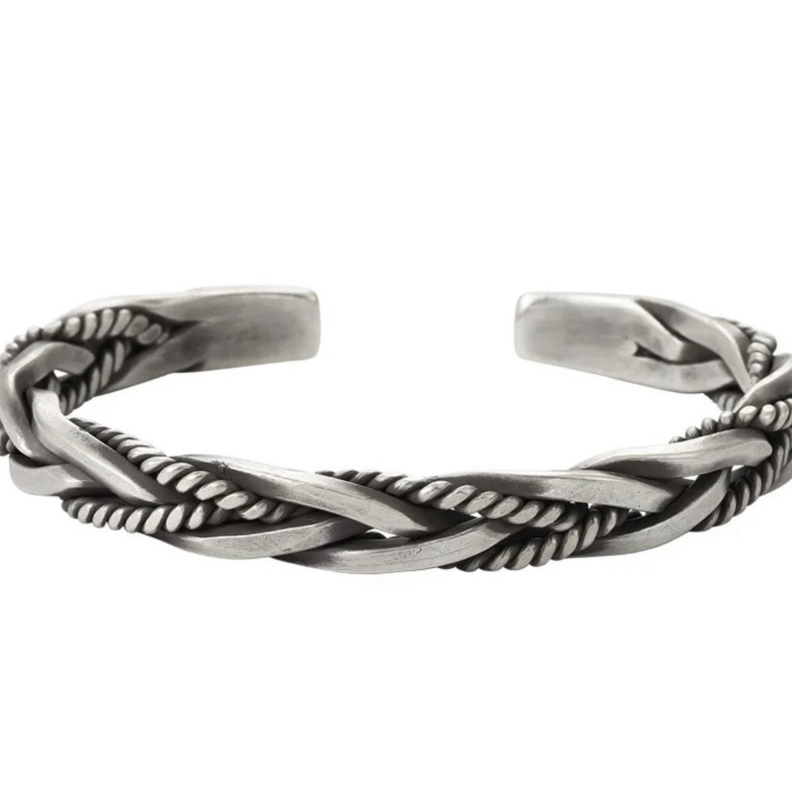 Silver Colour Twisted Unique Retro Open Adjustable Bracelet Bangle