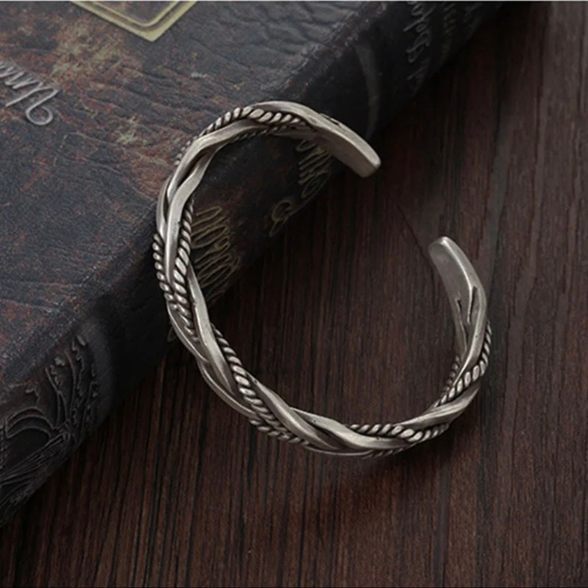 Silver Colour Twisted Unique Retro Open Adjustable Bracelet Bangle