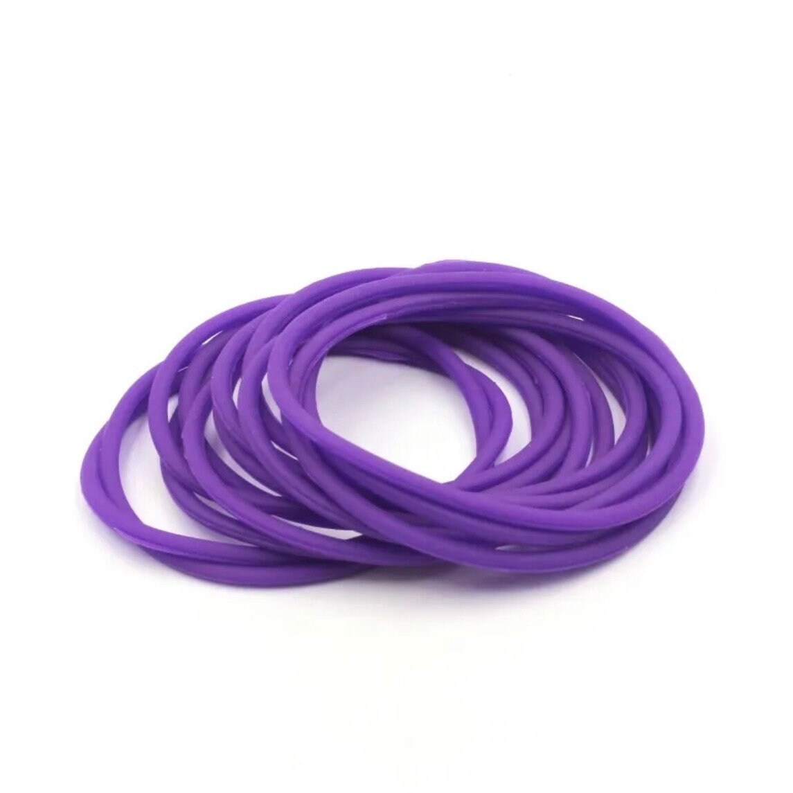 10PCS Rubber Slim Bracelet Wristband Unisex Bangles Available in Black Red White or Purple