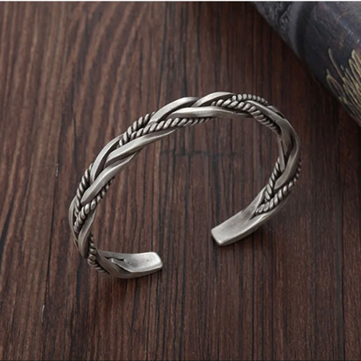 Silver Colour Twisted Unique Retro Open Adjustable Bracelet Bangle