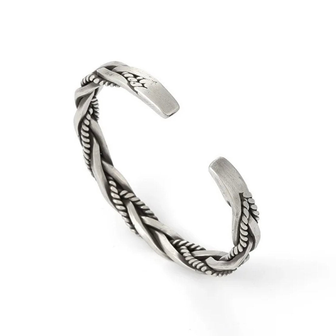 Silver Colour Twisted Unique Retro Open Adjustable Bracelet Bangle