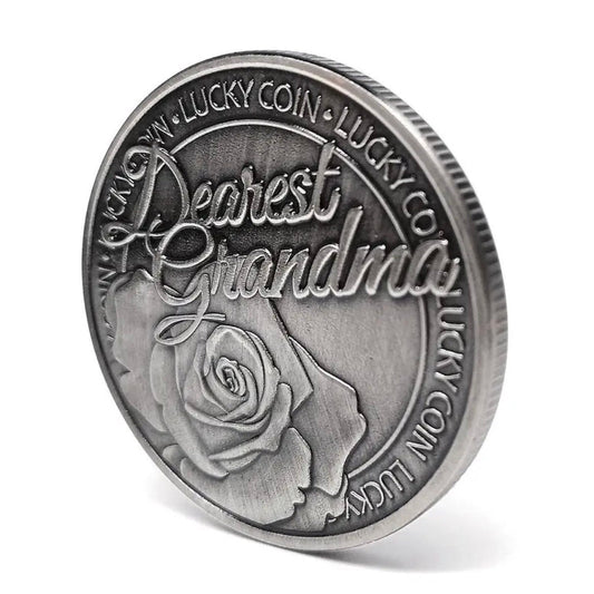 Rose Dearest Grandma Silver Souvenir Commemorative Gift Lucky Collectable Coin Gift for Nan Grandmother