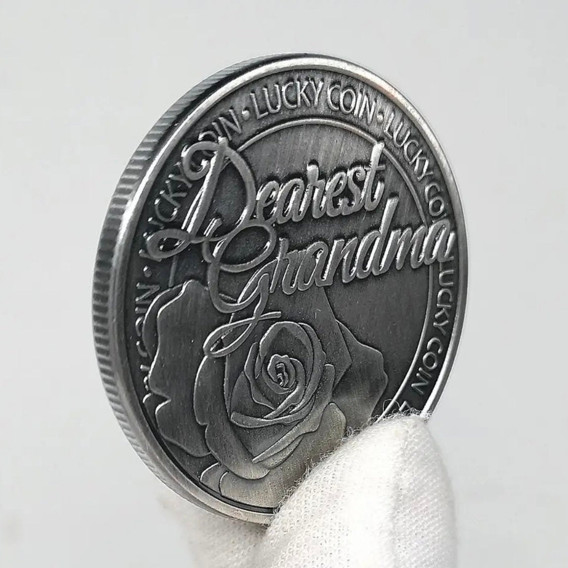 Rose Dearest Grandma Silver Souvenir Commemorative Gift Lucky Collectable Coin Gift for Nan Grandmother