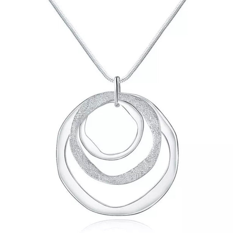 Triple Circle Frosted Pendant Fashion Jewellery Necklace