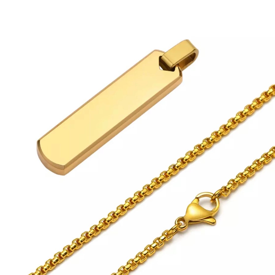 Vertical Bar Thick Pendant Necklace Available in Black Silver or Gold Colours